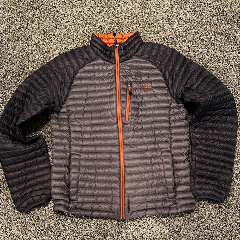 LL Bean Men's Ultralight 850 Down Sweater Gray Alloy Lightweight Jacket Small